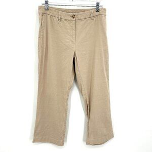 J. JILL Women's Khaki Tan Linen Blend Stretch Straight Leg Office Pants Size 8